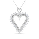 .925 Sterling Silver 1 3/4 Cttw Round Diamond Lined Open Heart Pendant 18" Necklace (I-J Color, I2-I3 Clarity)-4
