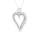.925 Sterling Silver 1 3/4 Cttw Round Diamond Lined Open Heart Pendant 18" Necklace (I-J Color, I2-I3 Clarity)-5