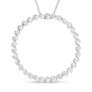 .925 Sterling Silver 3/4 Cttw Round Diamond Spiral Curved Circle Pendant 18" Necklace (I-J Color, I3 Clarity)-4
