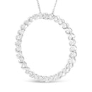 .925 Sterling Silver 3/4 Cttw Round Diamond Spiral Curved Circle Pendant 18" Necklace (I-J Color, I3 Clarity)-5