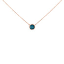 14K Rose Gold 2.0 Cttw Bezel Set Blue Diamond Solitaire Pendant Necklace  - 18" Inches-1