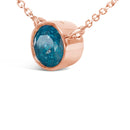 14K Rose Gold 2.0 Cttw Bezel Set Blue Diamond Solitaire Pendant Necklace  - 18" Inches-3