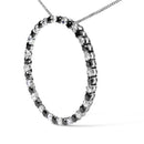 .925 Sterling Silver 2.0 Cttw Alternating Black and White Diamond Open Hoop Circle Pendant Necklace (H-I Color, I2-I3 Clarity) - 18" Inches-6