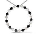 .925 Sterling Silver 1 3/4 Cttw Alternating Black and White Diamond Open Circle Hoop Pendant Necklace (H-I Color, I2-I3 Clarity) - 18" Inches-5
