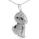 .925 Sterling Silver 1/2 Cttw White and Black Diamond Shih Tzu Dog 18" Pendant Necklace (I-J Color, I2-I3 Clarity)-7