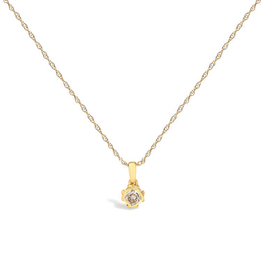 14K Yellow Gold Plated Sterling Silver 1/5 Cttw Diamond Swirl Pendant Necklace