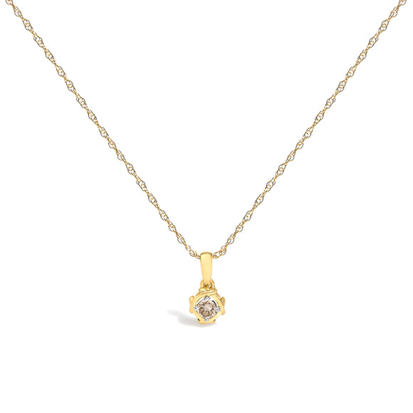 14K Yellow Gold Plated Sterling Silver 1/5 Cttw Diamond Swirl Pendant Necklace