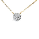 14K Yellow Gold Plated Sterling Silver 3/8 Cttw Diamond Cluster Pendant Necklace-2