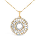 14K Yellow Gold Plated Sterling Silver 1 1/6 Cttw Diamond Sunburst Medallion Pendant Necklace-2