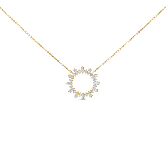14K Yellow Gold Plated Sterling Silver 3/4 Cttw Diamond Starburst Pendant Necklace