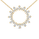 14K Yellow Gold Plated Sterling Silver 3/4 Cttw Diamond Starburst Pendant Necklace-2