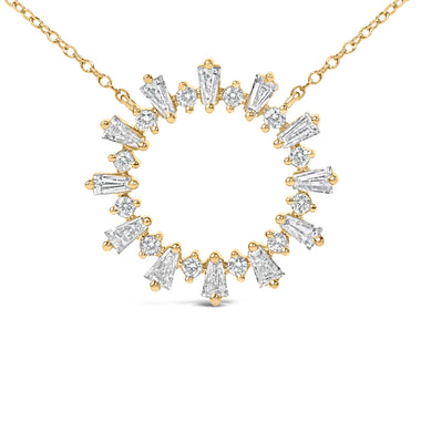 14K Yellow Gold Plated Sterling Silver 3/4 Cttw Diamond Starburst Pendant Necklace - 0