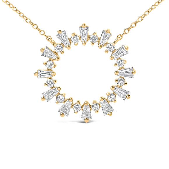 14K Yellow Gold Plated Sterling Silver 3/4 Cttw Diamond Starburst Pendant Necklace