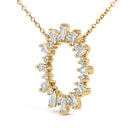 14K Yellow Gold Plated Sterling Silver 3/4 Cttw Diamond Starburst Pendant Necklace-3