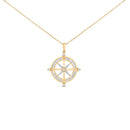 14K Yellow Gold Plated Sterling Silver 3/4 Cttw Diamond Compass Medallion Pendant Necklace-1