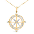 14K Yellow Gold Plated Sterling Silver 3/4 Cttw Diamond Compass Medallion Pendant Necklace-2