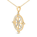 14K Yellow Gold Plated Sterling Silver 3/4 Cttw Diamond Compass Medallion Pendant Necklace-3