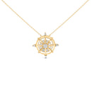 14K Yellow Gold Plated Sterling Silver 1/3 Cttw Diamond Compass Pendant Necklace-1