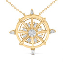 14K Yellow Gold Plated Sterling Silver 1/3 Cttw Diamond Compass Pendant Necklace-2