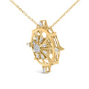 14K Yellow Gold Plated Sterling Silver 1/3 Cttw Diamond Compass Pendant Necklace-3