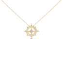 14K Yellow Gold Plated Sterling Silver 1.0 Cttw Diamond Compass Pendant Necklace-1