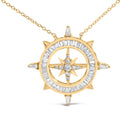 14K Yellow Gold Plated Sterling Silver 1.0 Cttw Diamond Compass Pendant Necklace-2