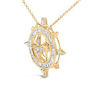14K Yellow Gold Plated Sterling Silver 1.0 Cttw Diamond Compass Pendant Necklace-3