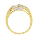 10k Yellow and White Gold 1/2 Cttw Baguette and Round Diamond Bypass Triple Leaf Ring (I-J Color, I1-I2 Clarity) - Size 7-4