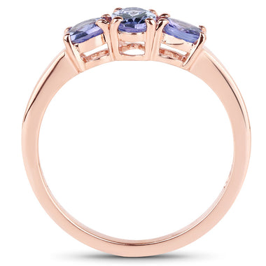 18K Rose Gold Plated 0.90 Carat Genuine Tanzanite .925 Sterling Silver Ring - 0