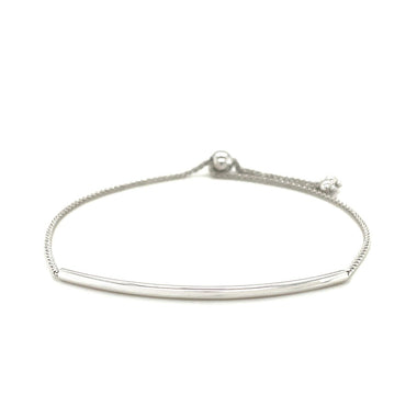 14k White Gold Smooth Curved Bar Lariat Design Bracelet - 0