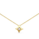 10K Yellow Gold 1/5 Cttw Bezel Set Princess Diamond Kite Shaped Solitaire Pendent Necklace-1