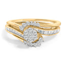 14K Yellow Gold Plated Sterling Silver 1/2 Cttw Diamond Cluster Spiral Bridal Set-1