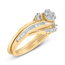 14K Yellow Gold Plated Sterling Silver 1/2 Cttw Diamond Cluster Spiral Bridal Set-3