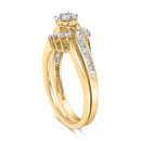 14K Yellow Gold Plated Sterling Silver 1/2 Cttw Diamond Cluster Spiral Bridal Set-4