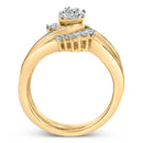 14K Yellow Gold Plated Sterling Silver 1/2 Cttw Diamond Cluster Spiral Bridal Set-5