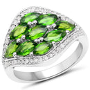 2.37 Carat Genuine Chrome Diopside and White Diamond .925 Sterling Silver Ring-1