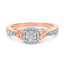 14K Rose Gold Plated Sterling Silver 1/6 Cttw Diamond Knot Cluster Ring-1