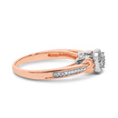 14K Rose Gold Plated Sterling Silver 1/6 Cttw Diamond Knot Cluster Ring-2