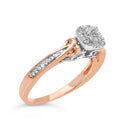 14K Rose Gold Plated Sterling Silver 1/6 Cttw Diamond Knot Cluster Ring-3