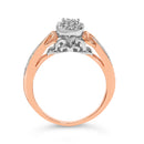 14K Rose Gold Plated Sterling Silver 1/6 Cttw Diamond Knot Cluster Ring-5
