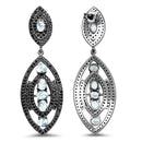 8.80 Carat Genuine Blue Topaz and Black Spinel .925 Sterling Silver Earrings-2