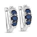 1.66 Carat Genuine Blue Sapphire and White Topaz .925 Sterling Silver Earrings-1