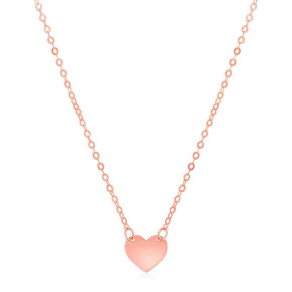 14k Rose Gold Polished Mini Heart Necklace