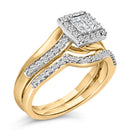 14K Yellow Gold Plated Sterling Silver 1/2 Cttw Princess Square Diamond Bridal Set-3