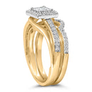 14K Yellow Gold Plated Sterling Silver 1/2 Cttw Princess Square Diamond Bridal Set-4