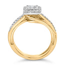 14K Yellow Gold Plated Sterling Silver 1/2 Cttw Princess Square Diamond Bridal Set-5
