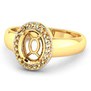 0.22 Carat Genuine White Diamond 14K Yellow Gold Semi Mount Ring - holds 9x7mm Oval Gemstone-4