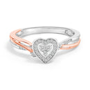 14K Rose Gold Plated Sterling Silver 1/10 Cttw Diamond Heart Motif Ring-1