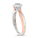 14K Rose Gold Plated Sterling Silver 1/10 Cttw Diamond Heart Motif Ring-4