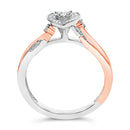 14K Rose Gold Plated Sterling Silver 1/10 Cttw Diamond Heart Motif Ring-5